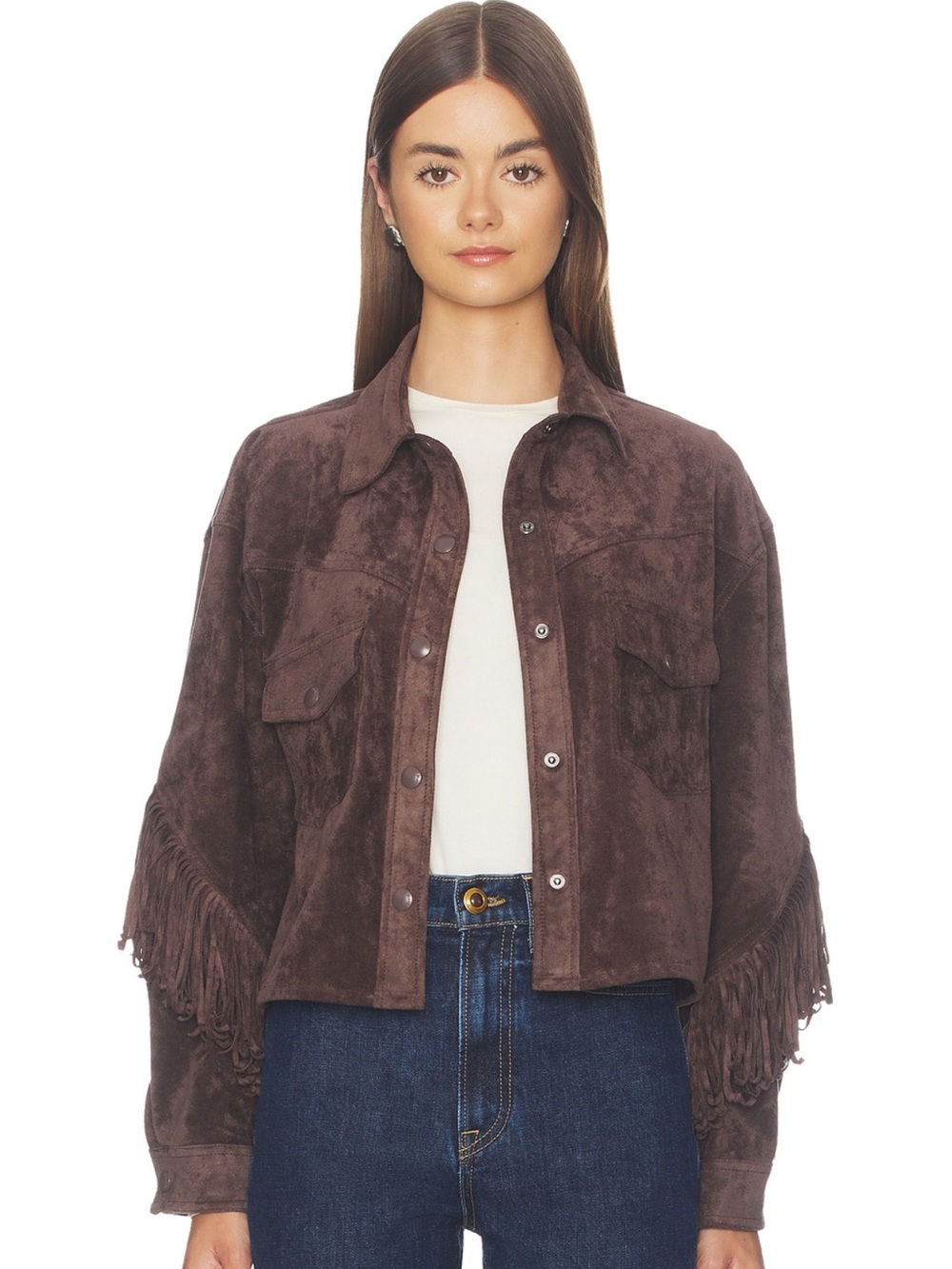 Cropped Fringe Jacket in Bonfire